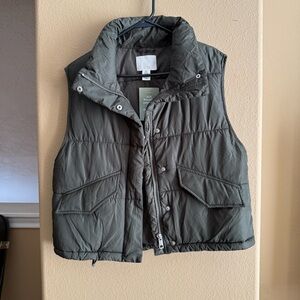 H&M Olive Green Oversized Puffer Vest